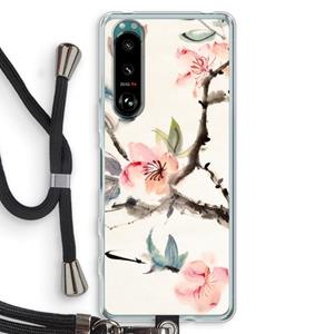 CaseCompany Japanse bloemen: Sony Xperia 5 III Transparant Hoesje met koord