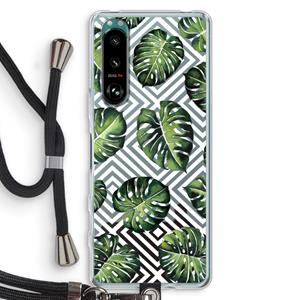 CaseCompany Geometrische jungle: Sony Xperia 5 III Transparant Hoesje met koord