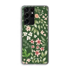 CaseCompany Botanical green sweet flower heaven: Samsung Galaxy S21 Ultra Transparant Hoesje