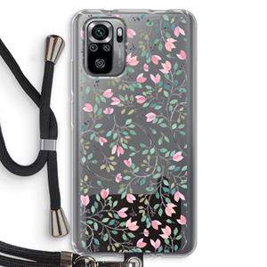 CaseCompany Sierlijke bloemen: Xiaomi Redmi Note 10S Transparant Hoesje met koord