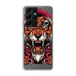 CaseCompany Tiger and Rattlesnakes: Samsung Galaxy S21 Ultra Transparant Hoesje