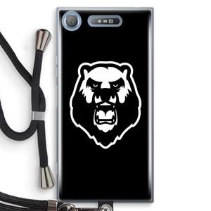CaseCompany Angry Bear (black): Sony Xperia XZ1 Transparant Hoesje met koord