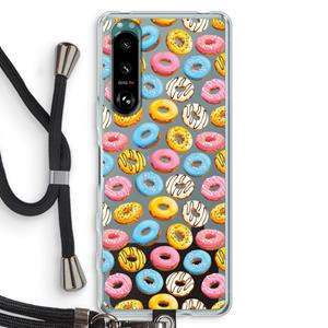 CaseCompany Pink donuts: Sony Xperia 5 III Transparant Hoesje met koord