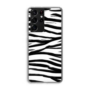 CaseCompany Zebra pattern: Samsung Galaxy S21 Ultra Transparant Hoesje
