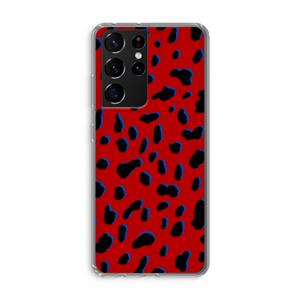 CaseCompany Red Leopard: Samsung Galaxy S21 Ultra Transparant Hoesje
