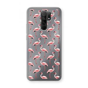 CaseCompany Flamingoprint groen: Xiaomi Redmi 9 Transparant Hoesje