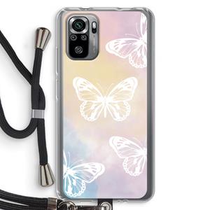 CaseCompany White butterfly: Xiaomi Redmi Note 10S Transparant Hoesje met koord