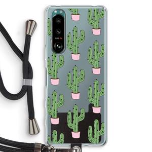 CaseCompany Cactus Lover: Sony Xperia 5 III Transparant Hoesje met koord