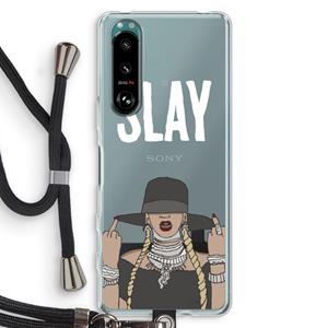 CaseCompany Slay All Day: Sony Xperia 5 III Transparant Hoesje met koord