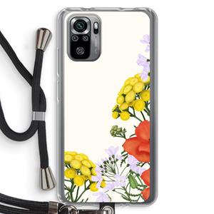 CaseCompany Wilde bloemen: Xiaomi Redmi Note 10S Transparant Hoesje met koord