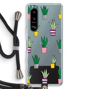 CaseCompany Sanseveria: Sony Xperia 5 III Transparant Hoesje met koord