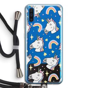 CaseCompany Rainbow Unicorn: Samsung Galaxy A50 Transparant Hoesje met koord