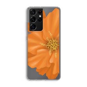 CaseCompany Orange Ellila flower: Samsung Galaxy S21 Ultra Transparant Hoesje