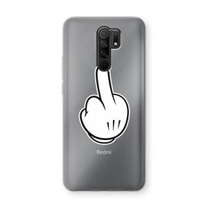 CaseCompany Middle finger black: Xiaomi Redmi 9 Transparant Hoesje