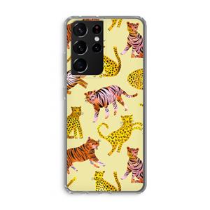 CaseCompany Cute Tigers and Leopards: Samsung Galaxy S21 Ultra Transparant Hoesje