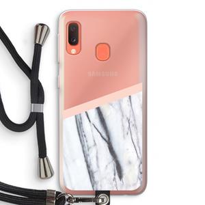 CaseCompany A touch of peach: Samsung Galaxy A20e Transparant Hoesje met koord