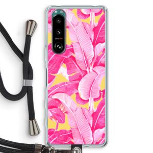 CaseCompany Pink Banana: Sony Xperia 5 III Transparant Hoesje met koord