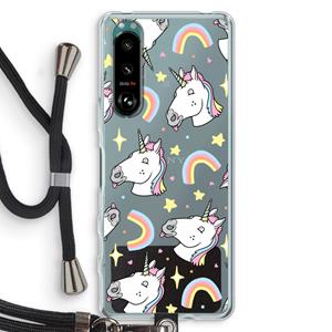 CaseCompany Rainbow Unicorn: Sony Xperia 5 III Transparant Hoesje met koord