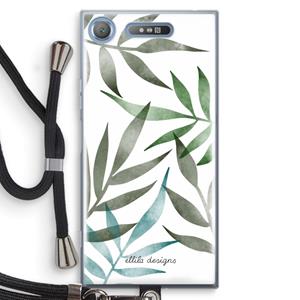 CaseCompany Tropical watercolor leaves: Sony Xperia XZ1 Transparant Hoesje met koord