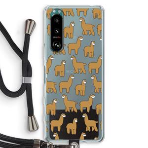 CaseCompany Alpacas: Sony Xperia 5 III Transparant Hoesje met koord