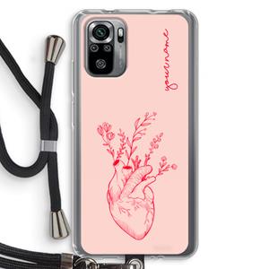 CaseCompany Blooming Heart: Xiaomi Redmi Note 10S Transparant Hoesje met koord