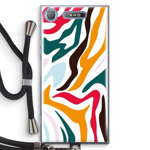 CaseCompany Colored Zebra: Sony Xperia XZ1 Transparant Hoesje met koord