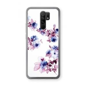 CaseCompany Waterverf bloemen: Xiaomi Redmi 9 Transparant Hoesje