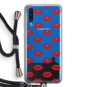 CaseCompany Lips: Samsung Galaxy A50 Transparant Hoesje met koord