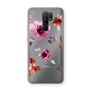 CaseCompany Geschilderde bloemen: Xiaomi Redmi 9 Transparant Hoesje