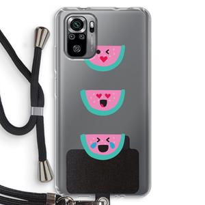 CaseCompany Smiley watermeloen: Xiaomi Redmi Note 10S Transparant Hoesje met koord