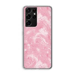 CaseCompany Abstract Painting Pink: Samsung Galaxy S21 Ultra Transparant Hoesje