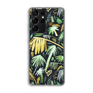 CaseCompany Tropical Palms Dark: Samsung Galaxy S21 Ultra Transparant Hoesje