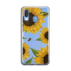 CaseCompany Sunflower and bees: Samsung Galaxy A40 Transparant Hoesje