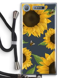 CaseCompany Sunflower and bees: Sony Xperia XZ1 Transparant Hoesje met koord