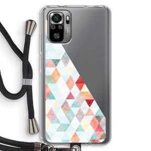 CaseCompany Gekleurde driehoekjes pastel: Xiaomi Redmi Note 10S Transparant Hoesje met koord