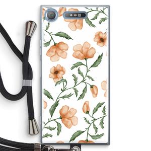 CaseCompany Peachy flowers: Sony Xperia XZ1 Transparant Hoesje met koord