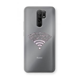 CaseCompany Home Is Where The Wifi Is: Xiaomi Redmi 9 Transparant Hoesje