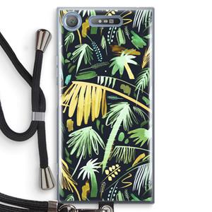 CaseCompany Tropical Palms Dark: Sony Xperia XZ1 Transparant Hoesje met koord