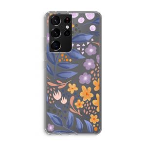 CaseCompany Flowers with blue leaves: Samsung Galaxy S21 Ultra Transparant Hoesje