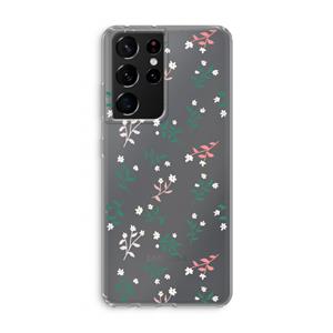 CaseCompany Small white flowers: Samsung Galaxy S21 Ultra Transparant Hoesje