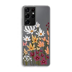CaseCompany Painted wildflowers: Samsung Galaxy S21 Ultra Transparant Hoesje