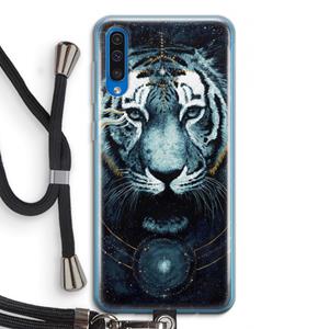 CaseCompany Darkness Tiger: Samsung Galaxy A50 Transparant Hoesje met koord