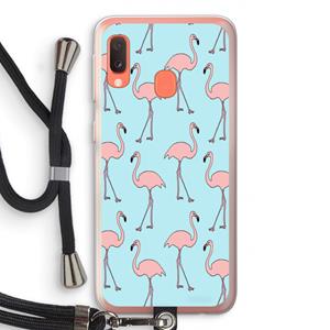 CaseCompany Anything Flamingoes: Samsung Galaxy A20e Transparant Hoesje met koord