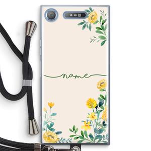 CaseCompany Gele bloemen: Sony Xperia XZ1 Transparant Hoesje met koord