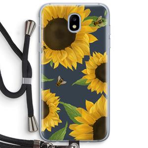 CaseCompany Sunflower and bees: Samsung Galaxy J5 (2017) Transparant Hoesje met koord
