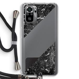 CaseCompany Zwart marmer: Xiaomi Redmi Note 10S Transparant Hoesje met koord