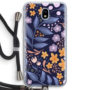 CaseCompany Flowers with blue leaves: Samsung Galaxy J5 (2017) Transparant Hoesje met koord