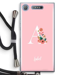 CaseCompany Pink Bouquet: Sony Xperia XZ1 Transparant Hoesje met koord