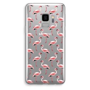 CaseCompany Flamingoprint groen: Samsung Galaxy S9 Transparant Hoesje