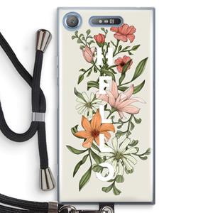 CaseCompany Hello bloemen: Sony Xperia XZ1 Transparant Hoesje met koord